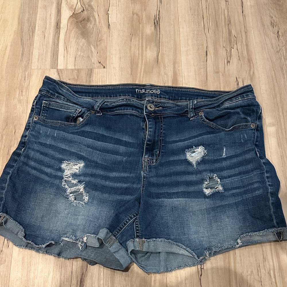 Maurices Dark Blue Distressed Jean Shorts